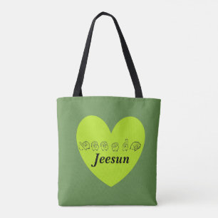 Tote Bag ASL Nom personnalisé Jeesun Fingerspell Alphabet