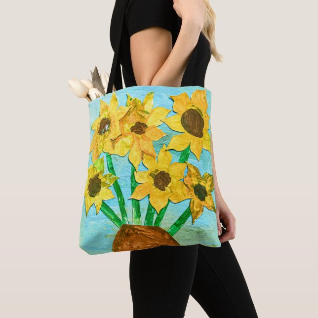 Tote Bag Aspen & Laura VanGogh inspiré des tournesols Fourr (De près)