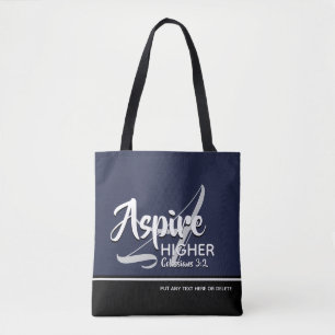 Tote Bag ASPIRER PLUS HAUT Inspiration chrétienne NAVY