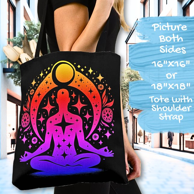 Tote Bag Assez Conception de Yoga de Méditation sur un Fond (Créateur téléchargé)
