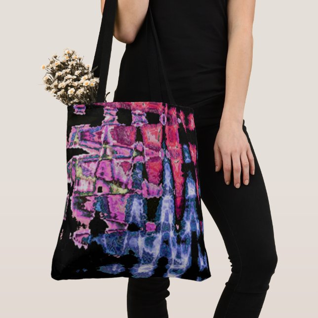 Tote Bag Assez mignonne pourpre Cendres Gris et Noir Aquare (De près)