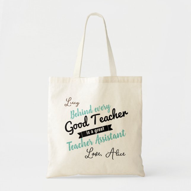 Tote Bag assistant d'enseignement en garderie turquoise per (Devant)