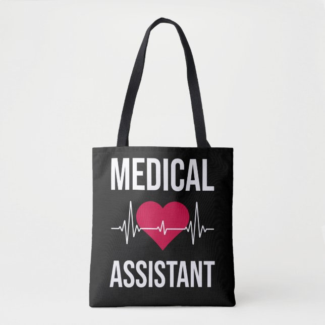 Tote Bag Assistant Médicale Heartbeat Nursing Heart Hospita (Devant)