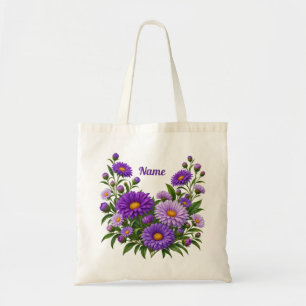 Tote Bag Aster fleur de naissance de septembre personnalisé