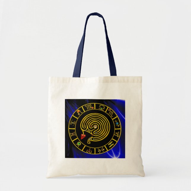 Tote Bag ASTRAL LABYRINTH GOLD ZODIAC CHART Astrologie (Devant)
