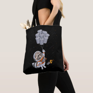 Tote Bag Astronaute animal drôle Raton laveur Lune poubelle
