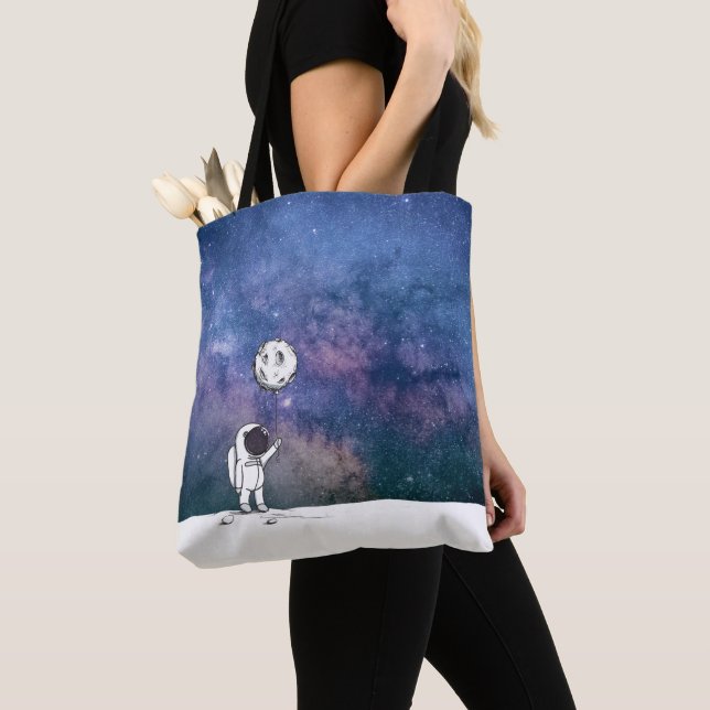 Tote Bag Astronaute dans l'espace avec ballon de lune cosmo (De près)
