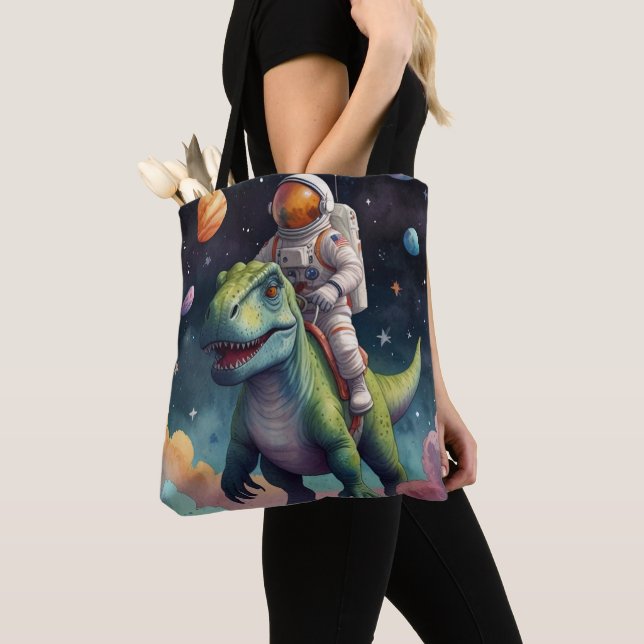 Tote Bag Astronaute sur Dino dans l'espace  (De près)