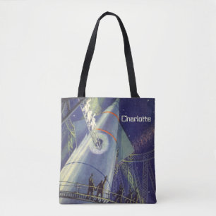 Tote Bag Astronautes de la science-fiction vintage sur un v