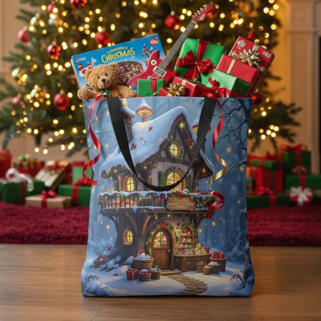 Tote Bag Atelier de Père Noël Whimsical Noël (Créateur téléchargé)
