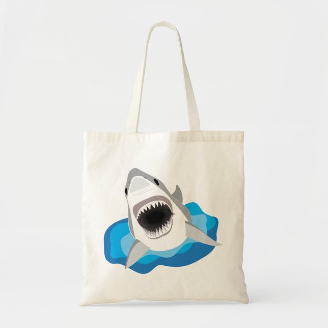 Tote Bag Attaque de requin - le grand requin blanc saute (Devant)