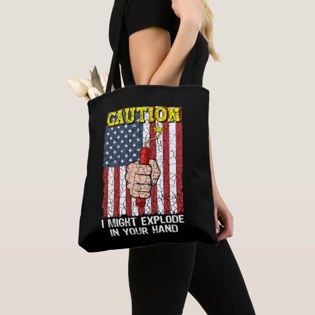 Tote Bag Attention, je pourrais exploser dans votre main 4  (De près)