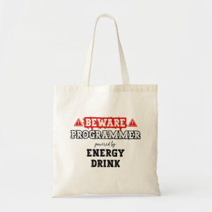 Tote Bag Attention : Programmeur Alimenté Par Une Boisson D