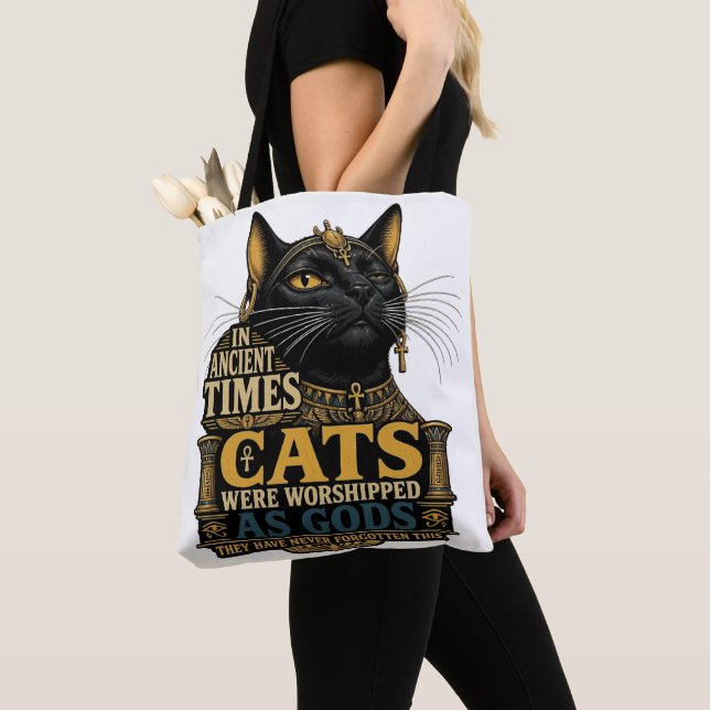 Tote Bag Attitude de chat noir antique (De près)