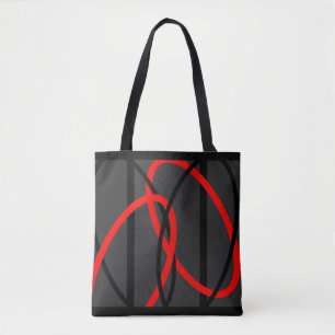 Tote Bag Attoni gris foncé rouge et noir elliptiques