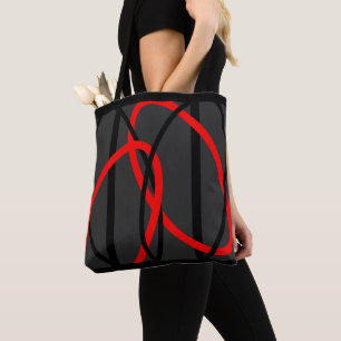 Tote Bag Attoni gris foncé rouge et noir elliptiques