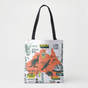 Tote Bag Attractions australiennes dessinées à la main, bil