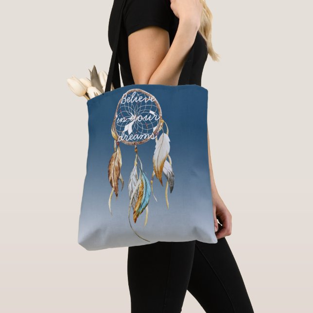 Tote Bag Attrape-rêve ombré bleu marine  (De près)