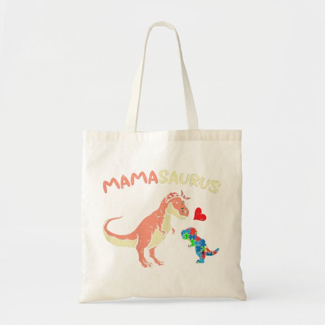 Tote Bag Attrapez ce mignon Mamasaurus Heart Puzzle Dino T- (Devant)