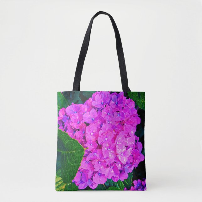 Tote Bag Au-dessus de la fleur d'Hydrangée rose saturée (Devant)