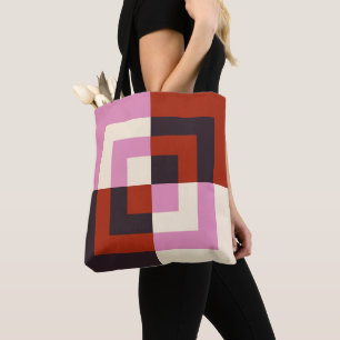 Tote Bag Aubergine Ivoire Rose Rouge