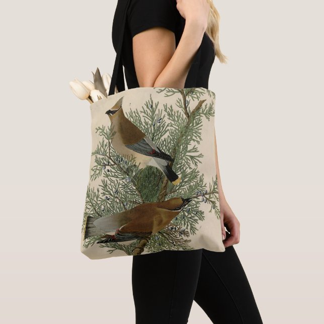 Tote Bag Audubon Cèdre cire oiseau (De près)