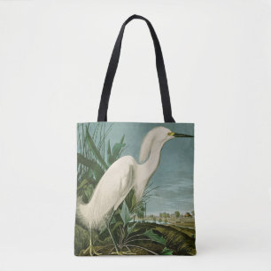 Tote Bag Audubon Héron de neige Oiseaux d'aigrettes blanche