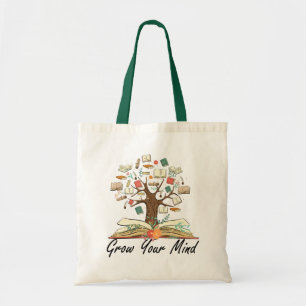 Tote Bag Augmentez votre fleur de livre d'esprit