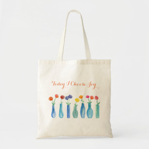 Tote Bag Aujourd'hui je choisis Joy Watercolor Rose Bouquet