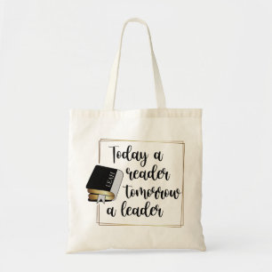 Tote Bag Aujourd'hui un lecteur Black Gold Book Lovers Nom