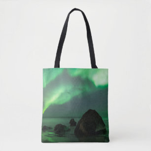 Tote Bag Aurore Boréale Plage Lofoten Norvège