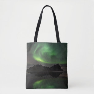 Tote Bag Aurores boréales Plage de Vestrahorn Hofn, Islan
