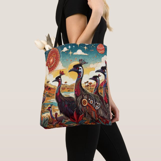 Tote Bag Aussie Outback Folk Art Cassowary Nature Faune (De près)