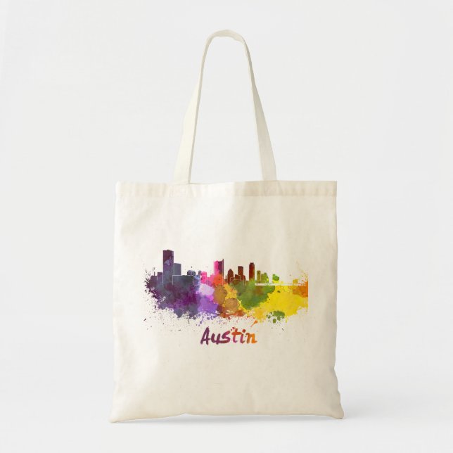 Tote Bag Austin skyline in watercolor (Devant)