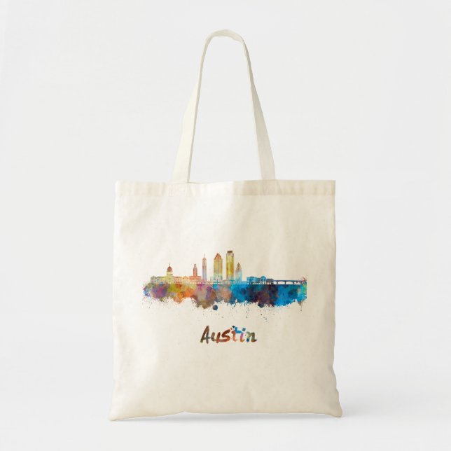 Tote Bag Austin skyline in watercolor (Devant)