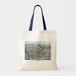 Tote Bag Austin, Texas Antique Aerial City Carte de 1873