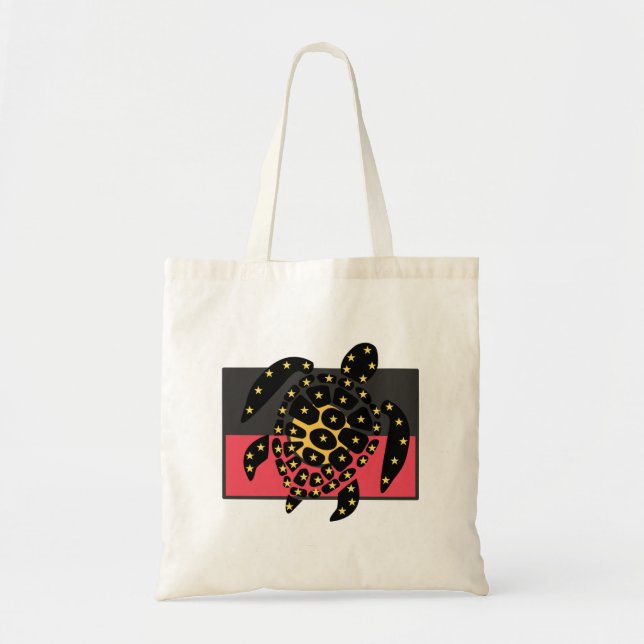 Tote Bag Australian Aboriginal Flag And Sea Turtle (Devant)