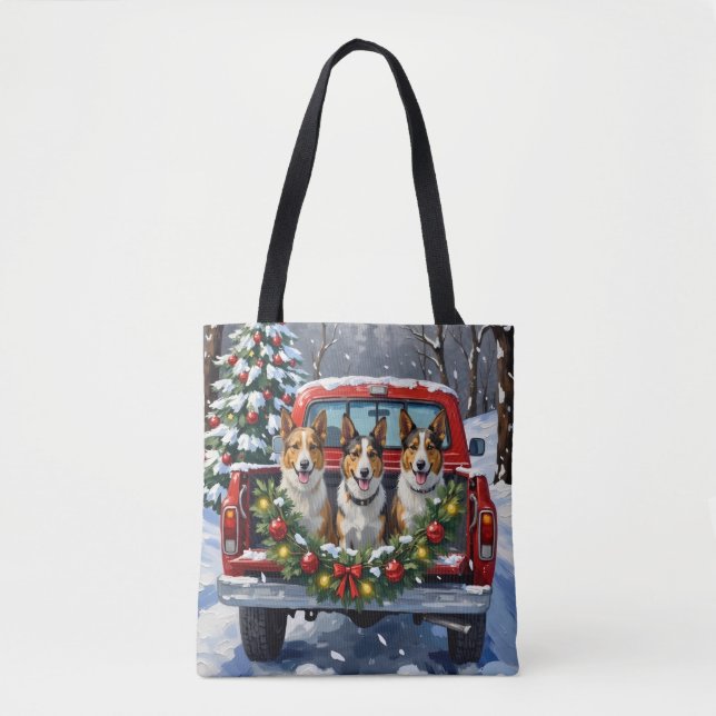 Tote Bag Australian Kelpie Christmas Red Truck Holiday (Devant)