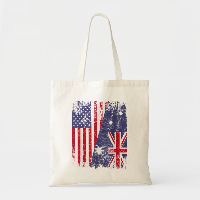 Tote Bag AUSTRALIAN ROOTS Half American Flag AUSTRALIE (Devant)