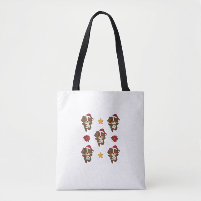Tote Bag Australian Shepherd Joyeux Chiens d'hiver de Noël  (Devant)
