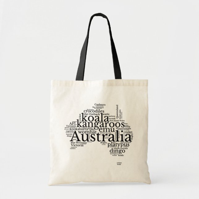 Tote Bag Australie Carte Word Art (Devant)