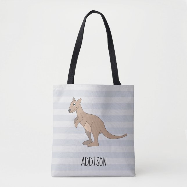 Tote Bag Australie Cute Kangaroo Doodle & Name Kids Diaper (Devant)