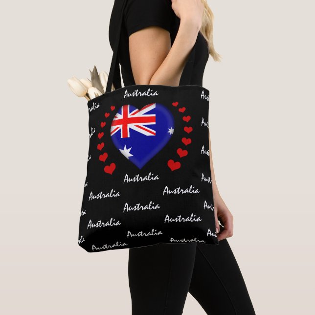 Tote Bag Australie Drapeau, Coeur, Aussie Drapeau mode / sp (De près)