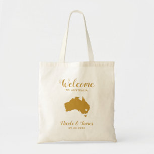 Tote Bag Australie Map Mariage Welcome Bag, Gold