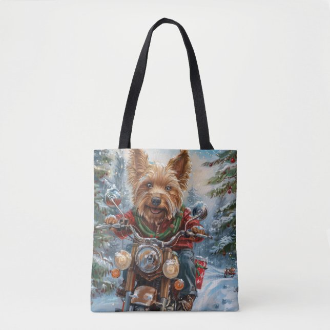 Tote Bag Australie Terrier équitation moto Noël (Devant)