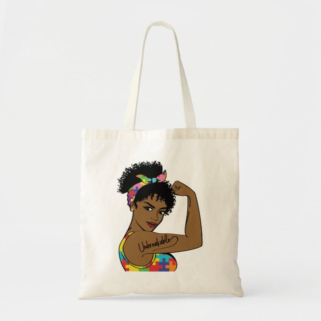 Tote Bag Autisme afro-américain de la reine noire Melanin (Devant)