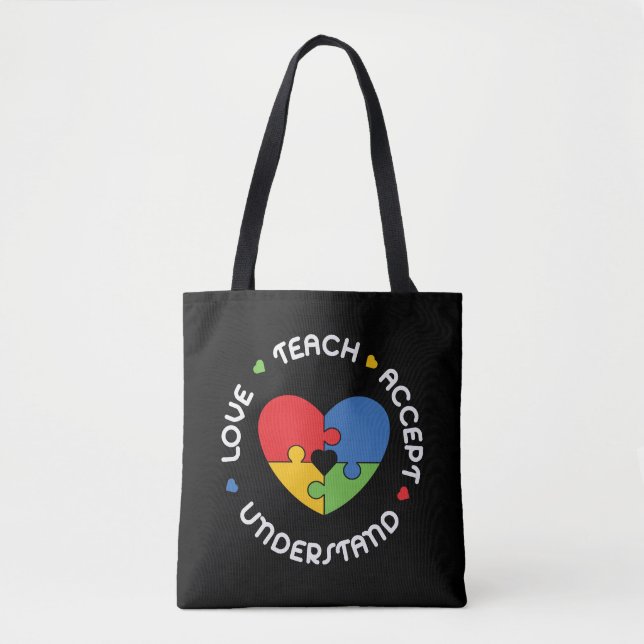Tote Bag Autisme Enseignant Accepter Comprendre l'amour (Devant)