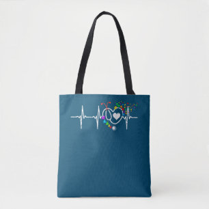 Tote Bag Autisme Infirmière Coeur Beat Puzzle Stethoscope