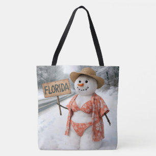 Tote Bag Auto-stoppeuse en neige avec panneau de Floride