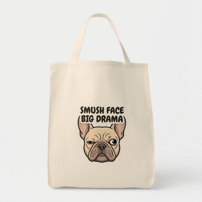 Tote Bag Autocollant Frenchie Grosse Dramatique Visage Écra (Devant)
